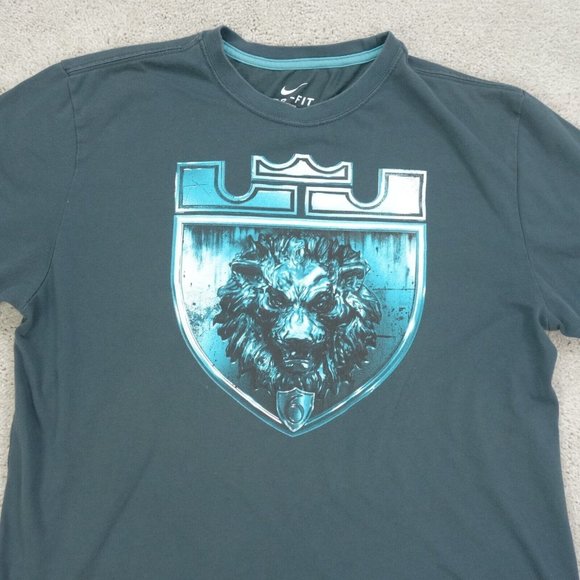 Nike Shirt Mens Large Blue Lebron James Lions Crest Short Sleeve Crew Dri Fit - Picture 2 of 8